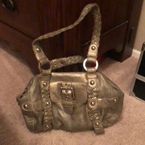 Very broken in leather gold/silver metallic Isabella Fiore handbag cerca 2007